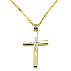 Χρυσός σταυρός βάπτισης αρραβώνα Κ14 με αλυσίδα